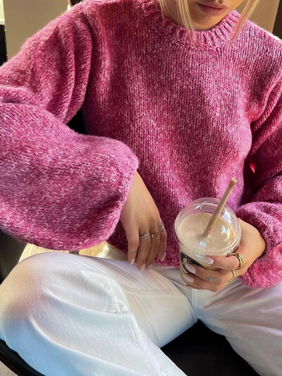 Ahagaga Fashion Sexy Pulovere pentru femei Tricotate fără spate Casual cu mânecă lungă cu gâtul O Pulovere solide Bandaj Topuri cu teacă liberă pentru femei