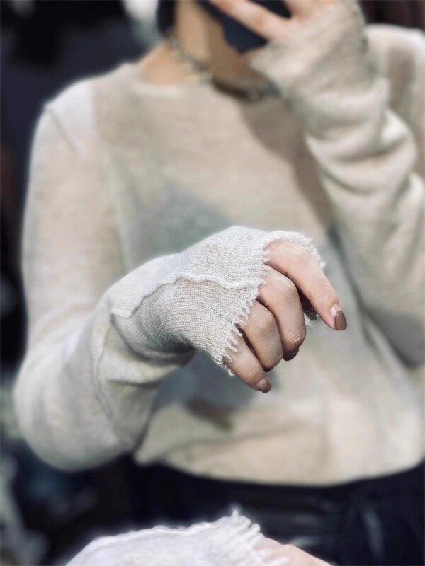 2024, primăvară, toamnă, cu gât rotund, pulover de cașmir cu franjuri, pulover coreean, la modă, cămașă de bază de lână