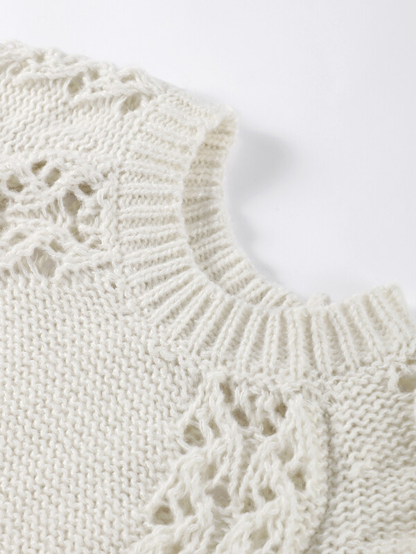 Κομψό πλεκτό γυναικείο πουλόβερ με φαρδιά λαιμόκοψη και κοντό μανίκι πουλόβερ 2024 Φθινοπωρινό casual μασίφ πανωφόρι πανωφόρι