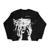 Új Hip Hop Streetwear Kötött pulóver férfi gótikus portré Print Pullover őszi Harajuku Pamut pulóver női Túlméretes pulóver