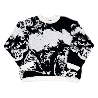 Új Hip Hop Streetwear Kötött pulóver férfi gótikus portré Print Pullover őszi Harajuku Pamut pulóver női Túlméretes pulóver