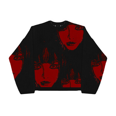 Új Hip Hop Streetwear Kötött pulóver férfi gótikus portré Print Pullover őszi Harajuku Pamut pulóver női Túlméretes pulóver