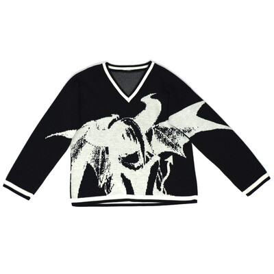 Új Hip Hop Streetwear Kötött pulóver férfi gótikus portré Print Pullover őszi Harajuku Pamut pulóver női Túlméretes pulóver