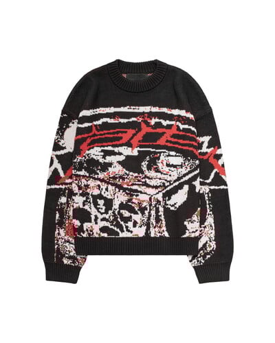 Új Hip Hop Streetwear Kötött pulóver férfi gótikus portré Print Pullover őszi Harajuku Pamut pulóver női Túlméretes pulóver