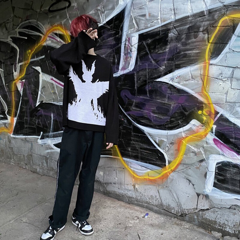 Mezginiai Vyriški Moteriški megztiniai Harajuku Mados Vyriški Rudens Žiemos Laisvi Kasdieniai Gatvės Apranga Megztiniai Megztiniai Vintažiniai drabužiai