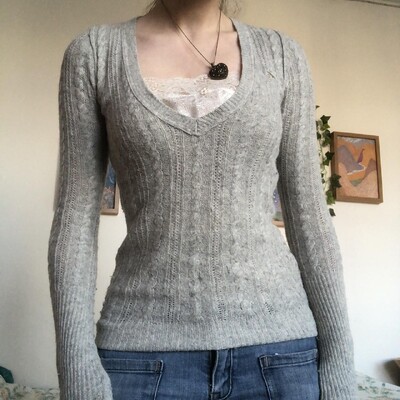 Haine de toamnă pentru femei 2k anii 90 pulover Fairycore cu decolteu în V Topuri cu mâneci lungi Estetică vintage Tricoturi pentru femei Pulovere subțiri pentru femei