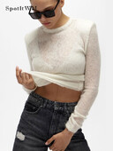 Fashion Chic Perspective kötött pulóver nőknek Elegáns puha O nyakú, hosszú ujjú pulóver 2024 tavaszi női High Street kötöttáru