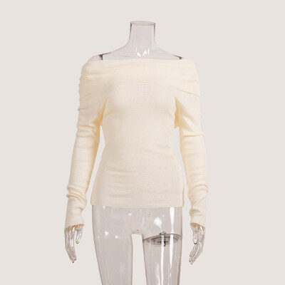 Novi dolazak iz 2024., ženske proljetne seksi majice s otvorenim ramenima, puloveri, rastezljivi, ženski, uski, dugi rukavi, majice Pull Femme