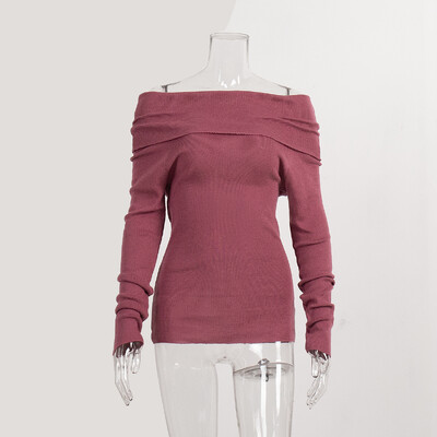 Novi dolazak iz 2024., ženske proljetne seksi majice s otvorenim ramenima, puloveri, rastezljivi, ženski, uski, dugi rukavi, majice Pull Femme