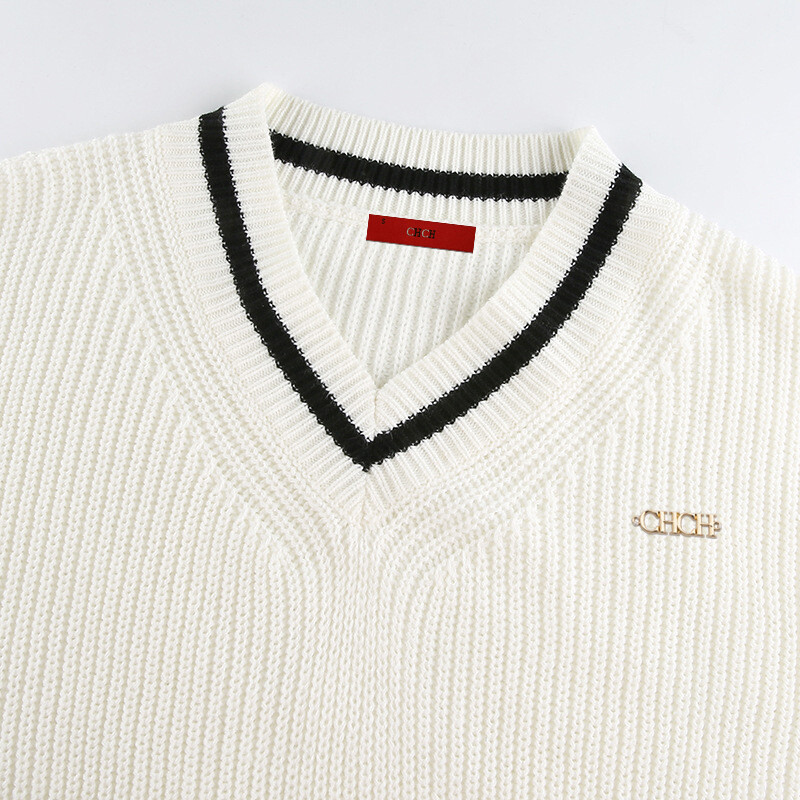 Novi ženski pulover Jesen Zima Pletena korejska ulična odjeća Široki pulover Sweatshirts Chic Topovi Pleteni pulover dugih rukava s V-izrezom