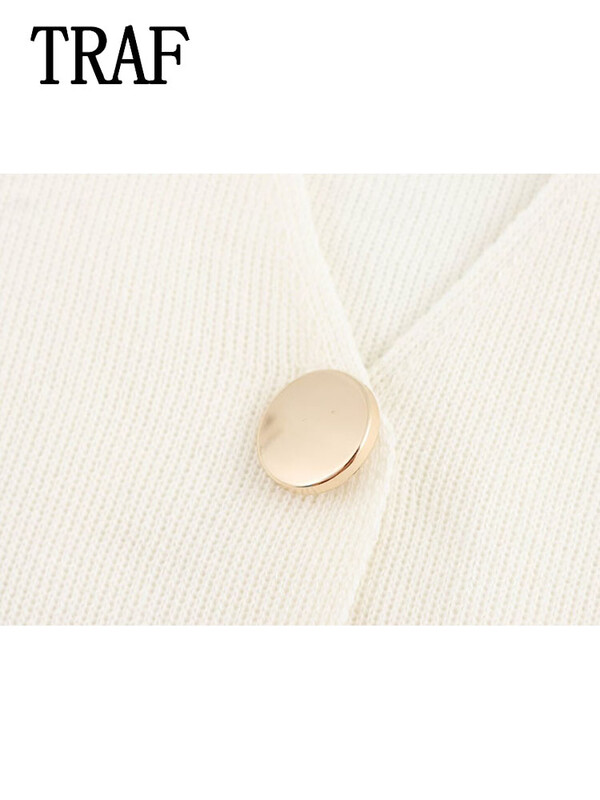 TRAF Pulover elegant pentru femei Top cu mâneci scurte 2024 de vară tricotat Topuri cu decolteu în V Top feminin stil dulce Y2k