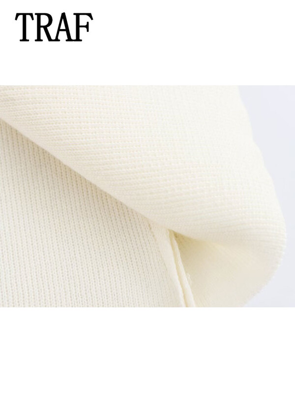 TRAF Pulover elegant pentru femei Top cu mâneci scurte 2024 de vară tricotat Topuri cu decolteu în V Top feminin stil dulce Y2k