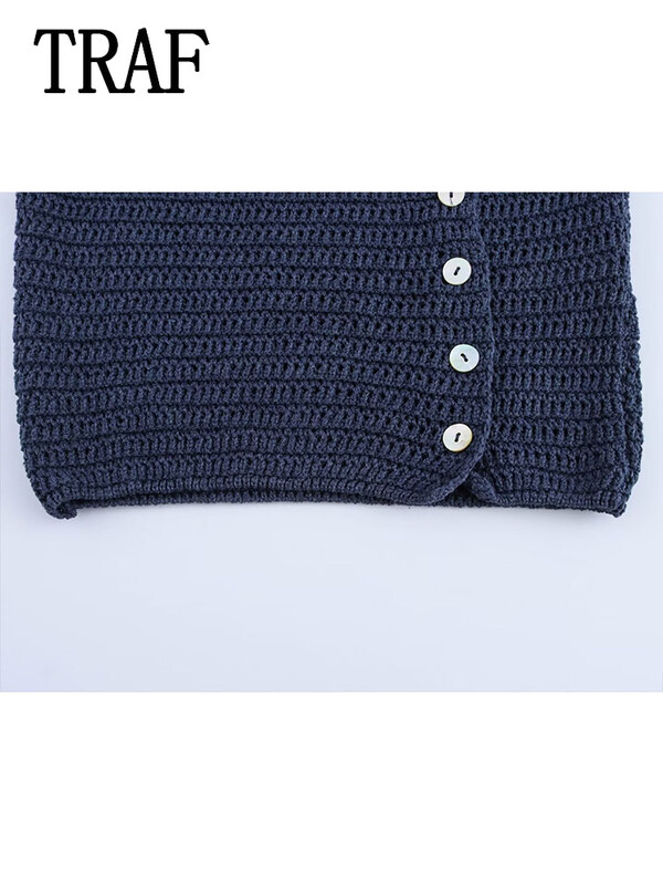 TRAF Ženski gornji pulover Jesenska moda 2024. Jednobojni ovratnik s dugim rukavima, ženski gornji dio s otvorenim ramenima