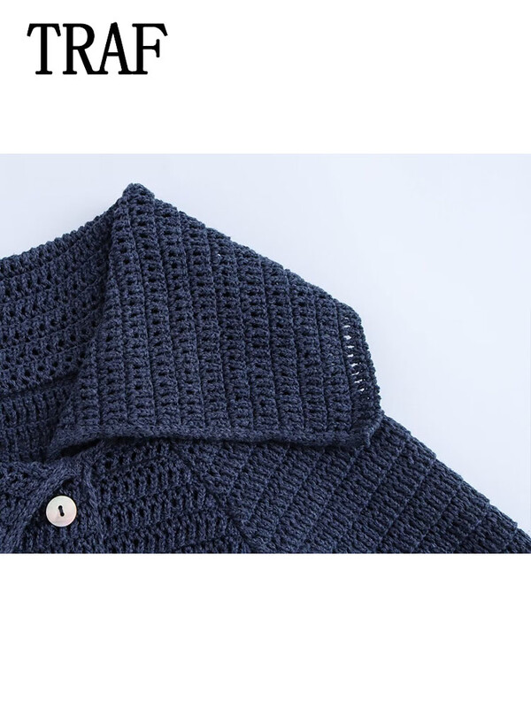 TRAF Ženski gornji pulover Jesenska moda 2024. Jednobojni ovratnik s dugim rukavima, ženski gornji dio s otvorenim ramenima