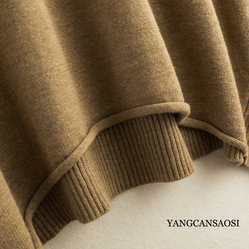 Γυναικείο πουλόβερ από μεταξωτό κασμίρ Γυναικείο μπλουζάκι από μετάξι στρογγυλή λαιμόκοψη μονόχρωμο πουκάμισο με κάτω μέρος Τοπ Μεσαίο μακρύ μανίκι φαρδύ πουλόβερ