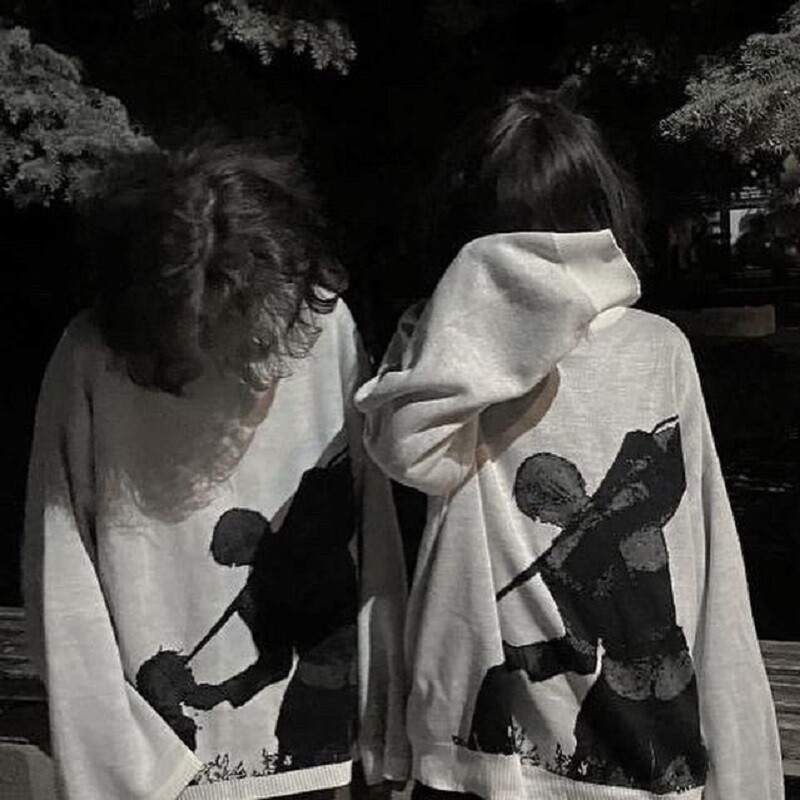 Hip Hop Bărbați Streetwear Harajuku Pulover tricotat de iarnă Pulover largi Retro Vintage Halloween EMO y2k gotic Pulover pentru femei