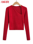 Tangada, 2023. gada rudens, ziema sievietēm, tievs, trikotāžas džemperis, sieviešu džemperi, 7D47