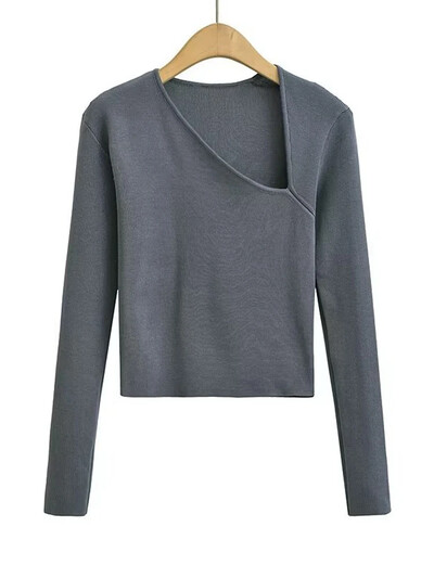 Tangada, 2023. gada rudens, ziema sievietēm, tievs, trikotāžas džemperis, sieviešu džemperi, 7D47