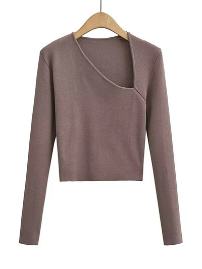 Tangada, 2023. gada rudens, ziema sievietēm, tievs, trikotāžas džemperis, sieviešu džemperi, 7D47