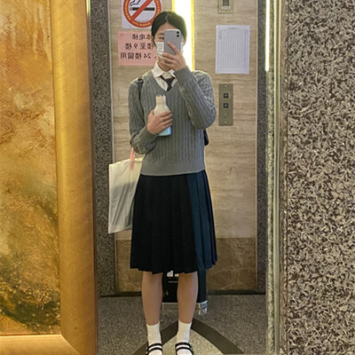 Pulover Brandy Mandy Ženski gornji jesenski ležerni džemperi s V izrezom, pleteni pulover s dugim rukavima za djevojčice, tamnoplavi ženski kratki pulover