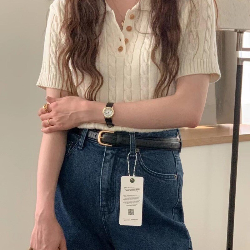 Deeptown Basic Ženski pulover kratkih rukava Kintwear Uski ljetni puloveri Korejske mode Kintted majice Old Money Ležerni džemper