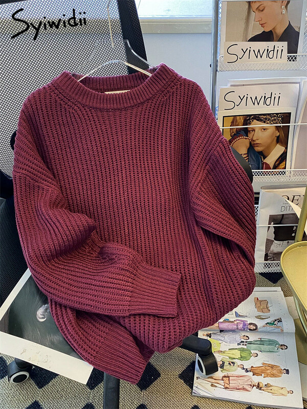 Syiwidii lielizmēra džemperi sievietēm trikotāžas džemperis pavasaris rudens ziema ar garām piedurknēm cēloņsakarības modes eleganti sieviešu brīvi džemperi