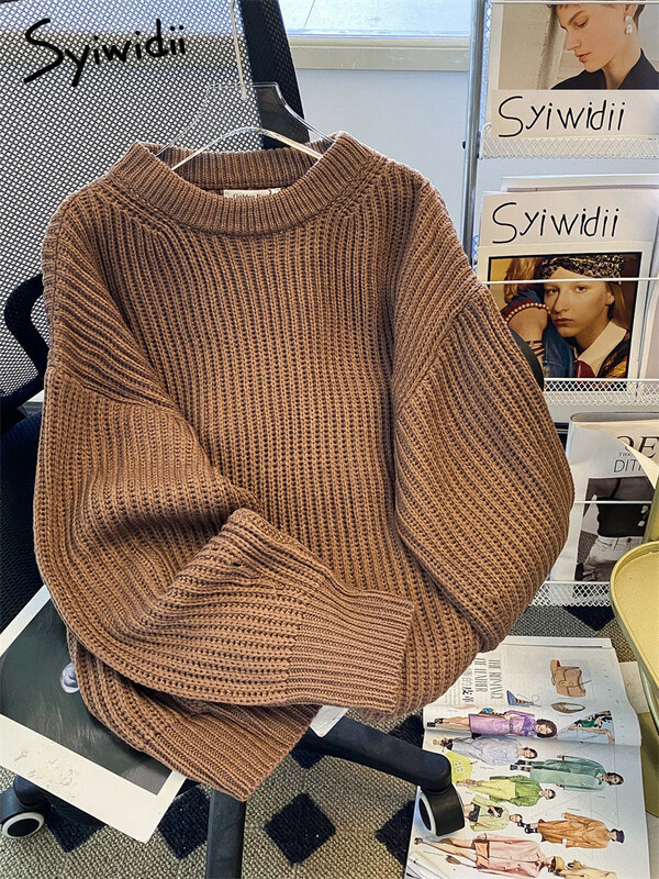 Syiwidii lielizmēra džemperi sievietēm trikotāžas džemperis pavasaris rudens ziema ar garām piedurknēm cēloņsakarības modes eleganti sieviešu brīvi džemperi