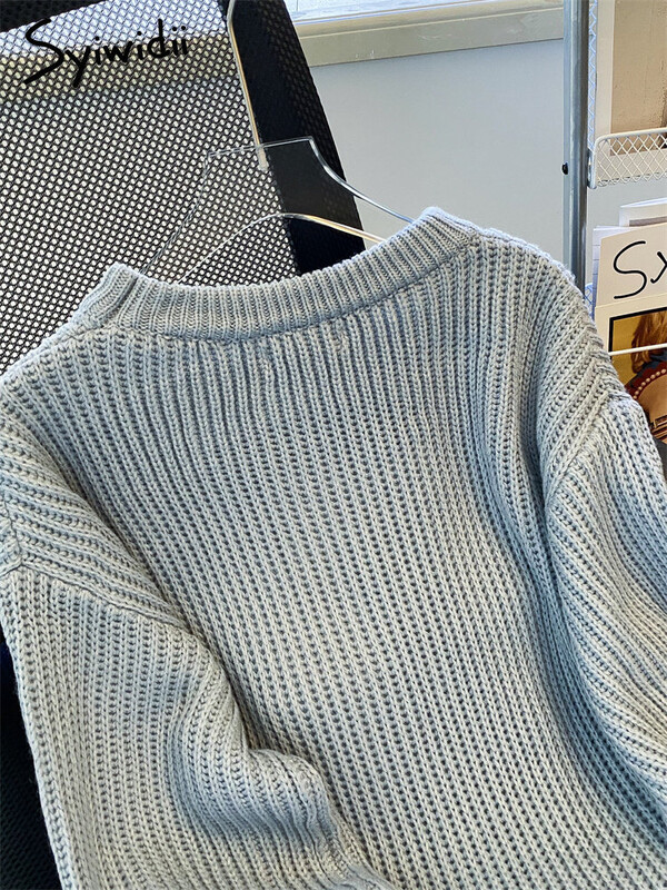 Syiwidii lielizmēra džemperi sievietēm trikotāžas džemperis pavasaris rudens ziema ar garām piedurknēm cēloņsakarības modes eleganti sieviešu brīvi džemperi