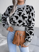 Pulover Femei Pulovere decupate tricotate Pulovere cu mânecă lungă cu imprimeu leopard Pulovere cu gâtul O Pulovere la modă toamnă iarnă