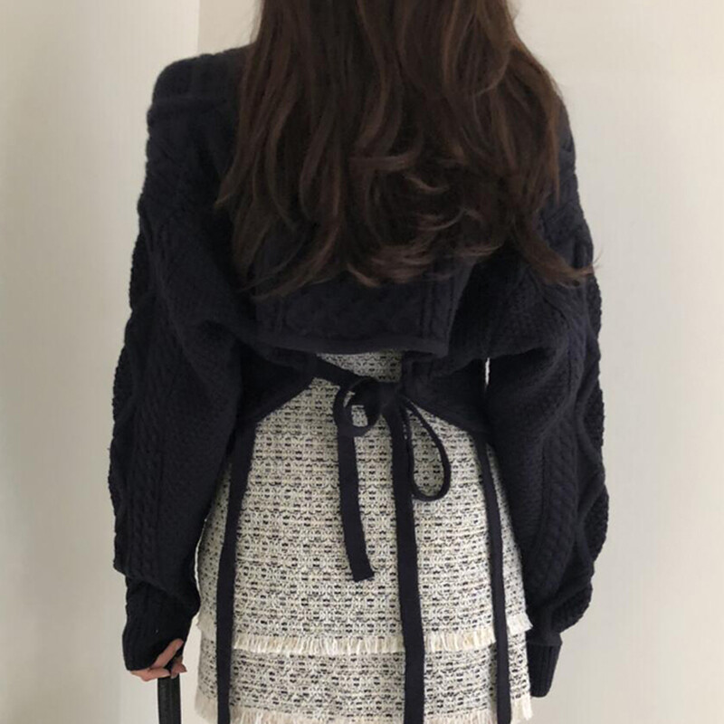 HELIAR Γυναικείο πουλόβερ με ραβδώσεις Πλάτη με κορδόνι με λαιμόκοψη μασίφ πουλόβερ Casual πλεκτό επίδεσμο κομμένο πουλόβερ για γυναίκες 2024 Φθινόπωρο Χειμώνας