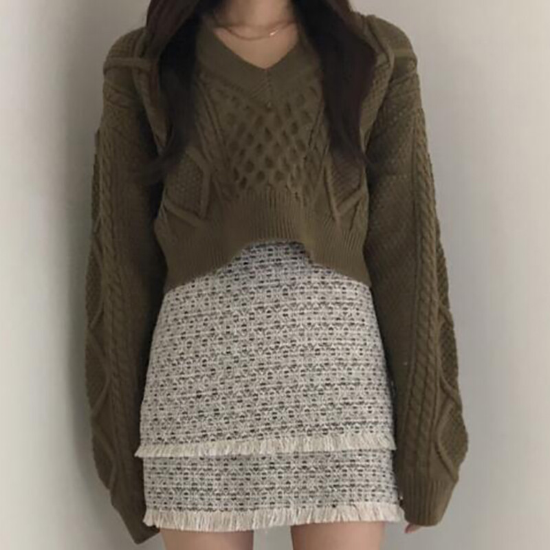 HELIAR Γυναικείο πουλόβερ με ραβδώσεις Πλάτη με κορδόνι με λαιμόκοψη μασίφ πουλόβερ Casual πλεκτό επίδεσμο κομμένο πουλόβερ για γυναίκες 2024 Φθινόπωρο Χειμώνας