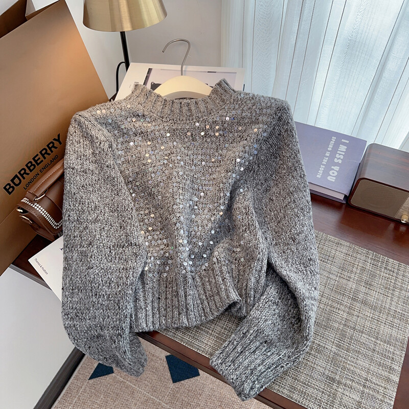 Aoaiiys apkarpytas megztinis Moteriškas megztinis Prabangus Blizgus Elegantiškas megztiniai ilgomis rankovėmis Korėjos rudens žiemos mados moteriški megztiniai