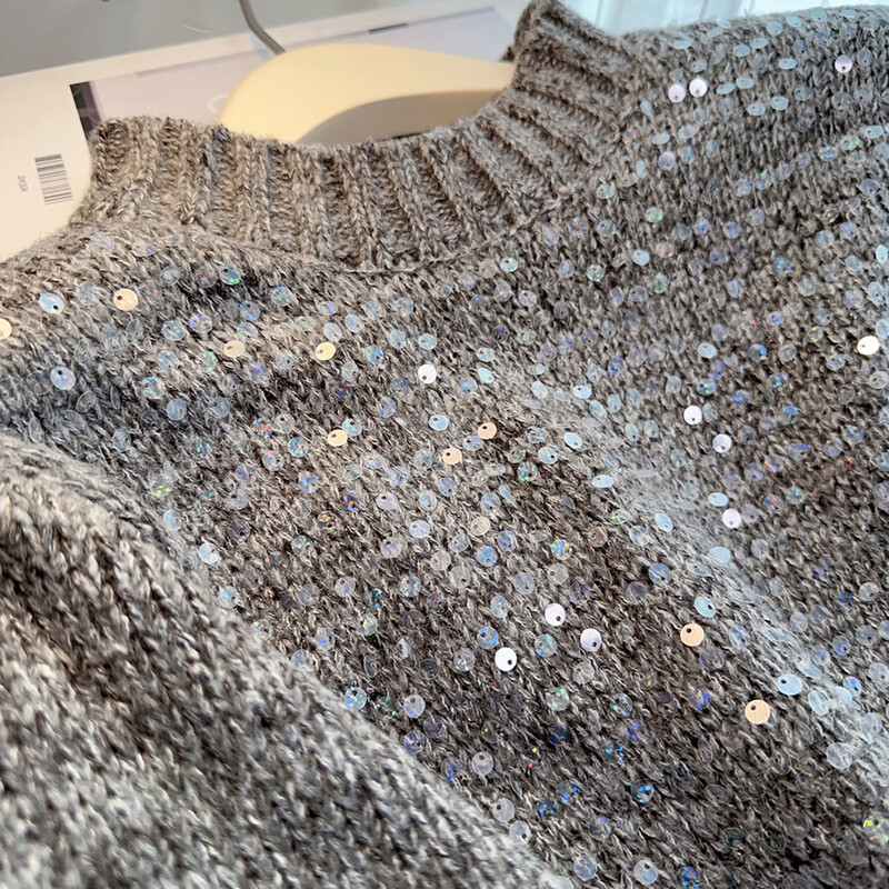Aoaiiys apkarpytas megztinis Moteriškas megztinis Prabangus Blizgus Elegantiškas megztiniai ilgomis rankovėmis Korėjos rudens žiemos mados moteriški megztiniai