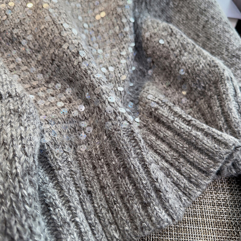 Aoaiiys apkarpytas megztinis Moteriškas megztinis Prabangus Blizgus Elegantiškas megztiniai ilgomis rankovėmis Korėjos rudens žiemos mados moteriški megztiniai