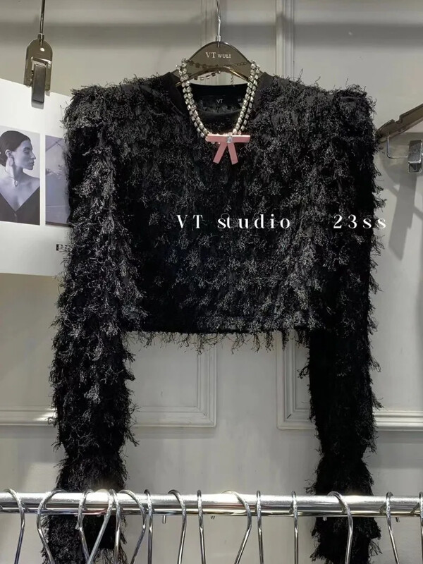 Blusas Mujer Ropa Graphic T krekli Puff Sleeve Crop Top Korejas plecu spilventiņš Pušķu džemperis Y2k Drēbes Džemperis Sueter