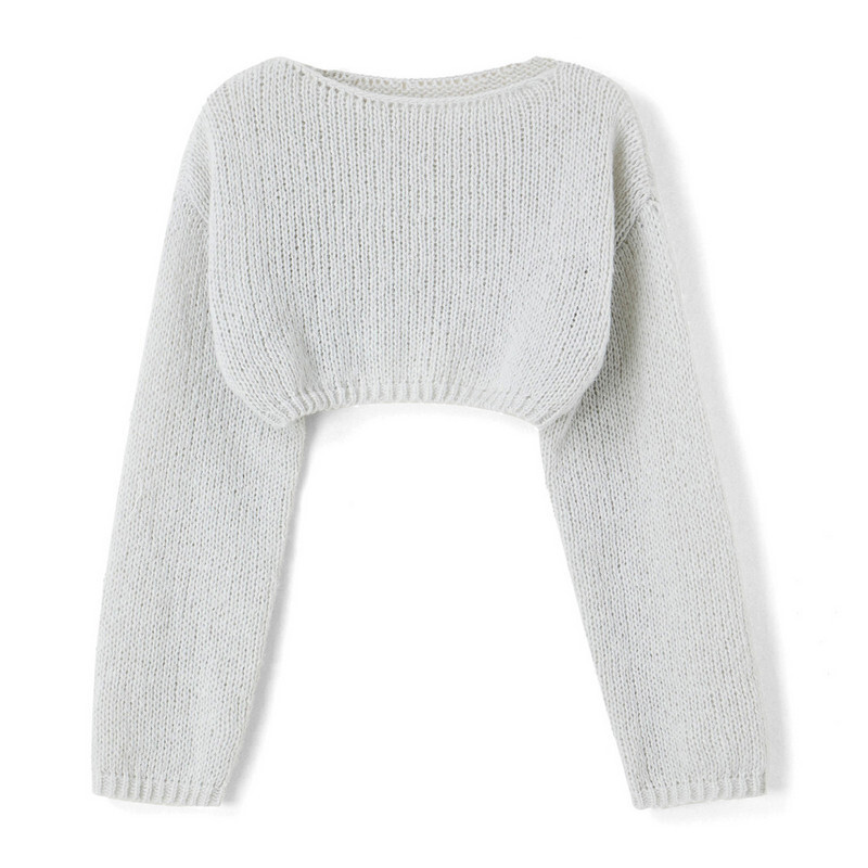 Top sieviešu trikotāžas džemperi Crop Tops Rudens Ziemas Apģērbi Harajuku Garām piedurknēm Vienkrāsains Pulovers Sexy Club y2k Streetwear