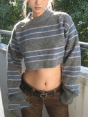 Rudens ziemas vintage svītrains apgriezts džemperis Sieviešu brīvs Harajuku džemperis Y2k Seksīga meitene korejiešu modes ielas apģērbs pasaku džemperis