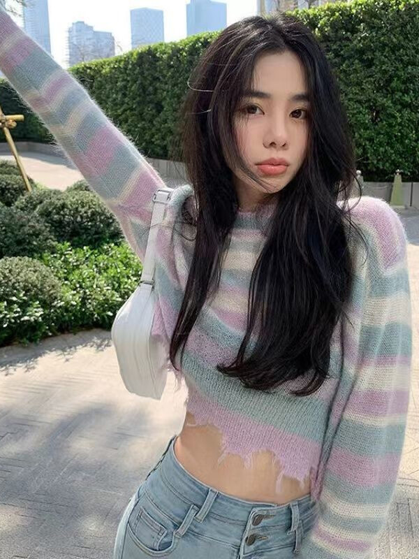 KOSAHIKI 2024 Korea mood avara õhuke silmkoeline naiste pulover