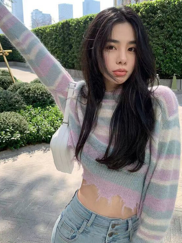 KOSAHIKI 2024 Korea mood avara õhuke silmkoeline naiste pulover