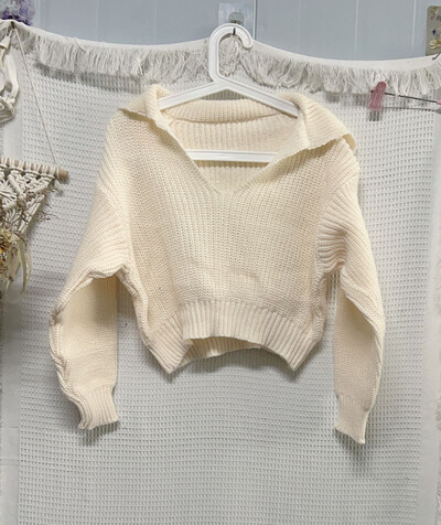 Y2k estetic Grunge pulover pentru femei cu umăr dezactivat, îmbrăcăminte de stradă, cu mânecă lungă, pulover, solid, casual, decupat, tricotat, pentru femeie