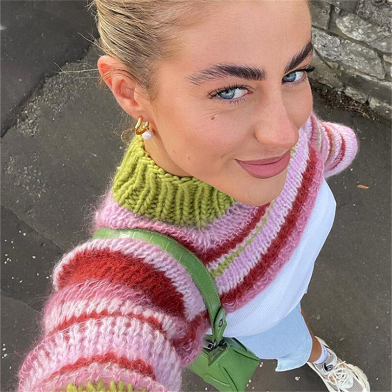 Xingqing pulover Crop Top y2k ženska pletena odjeća dugih rukava s lažnim izrezom 2000-ih Fairy Grunge pulover jesen zima pletenina