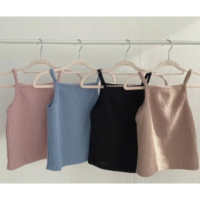 Trikotāžas džemperi ar divdaļīgu korejiešu modes slaidu bezpiedurkņu siksniņu un V kakla izgriezumu ar garām piedurknēm pulovers Crop Top Dropshipping