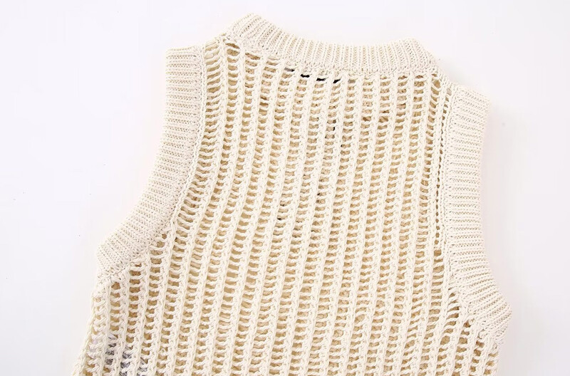 2023 TRAF pentru femei, tricot deschis, vestă, pulover, epocă, cu decolteu O, fără mâneci, vestă pentru femei, topuri șic, haine casual Harajuku