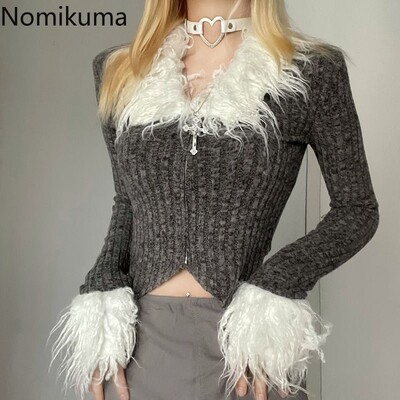 Cardigan decupat haine pentru femei tunică cu mânecă lungă Sueter coreeană Mujer Fashion Vintage pulover tricot neregulat Topuri Pull Femme