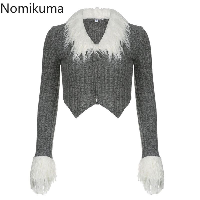 Apgriezts jaciņas mētelis Sieviešu apģērbs ar garām piedurknēm tunika korejiešu Sueter Mujer modes vintage neregulāra adīta džemperu topi Pull Femme