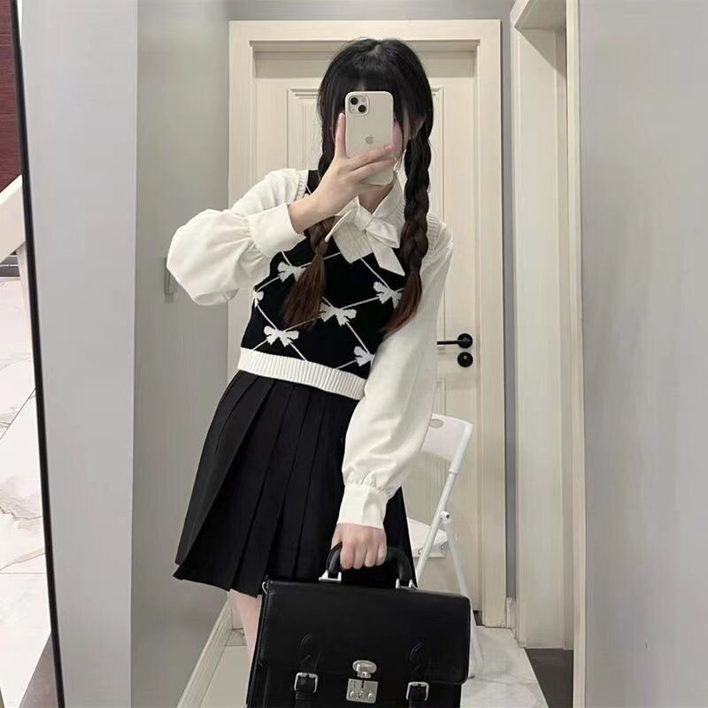 Skraćeni džemper prsluci Ženski uski dragi elegantni stil Pletiva Raznovrsna nova jesen Ugodan šik Ulzzang nježni bez rukava