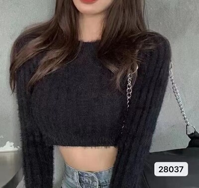 Sieviešu trikotāžas džemperi vienkrāsaini, saldi sieviešu džemperi ar garām piedurknēm, džemperis ar apkakli un džemperi Apgriezti topi rudens jaunums