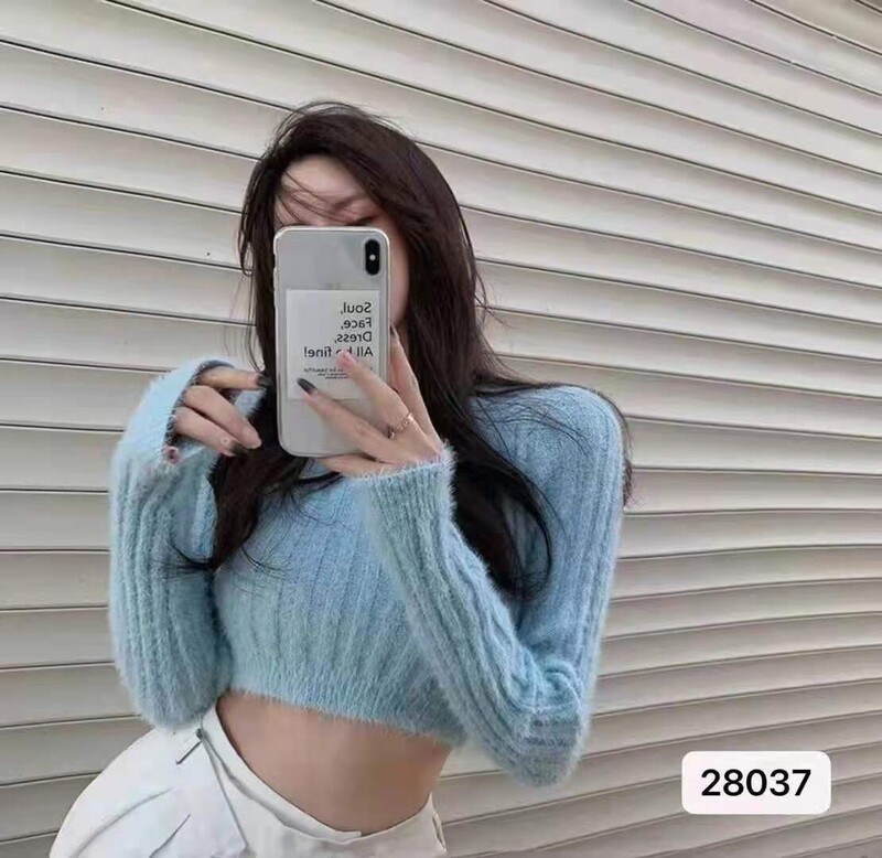 Sieviešu trikotāžas džemperi vienkrāsaini, saldi sieviešu džemperi ar garām piedurknēm, džemperis ar apkakli un džemperi Apgriezti topi rudens jaunums