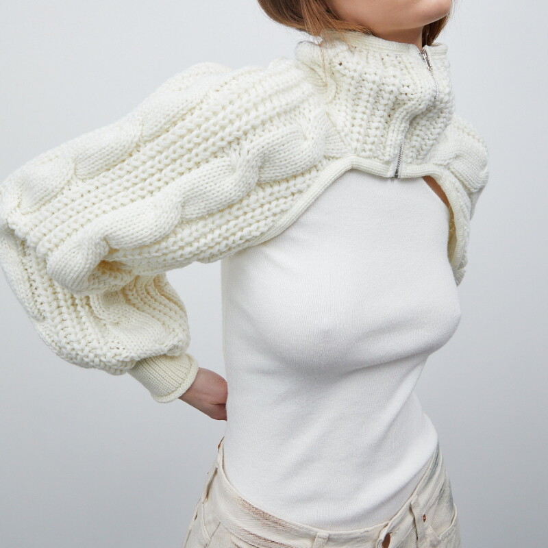 Dourbesty šiks plecu džemperis sievietēm ar garām piedurknēm bruņurupucis ar atvērtu priekšējo rāvējslēdzēju jaciņa trikotāžas džemperis, roku sildītājs, apgriezts topus