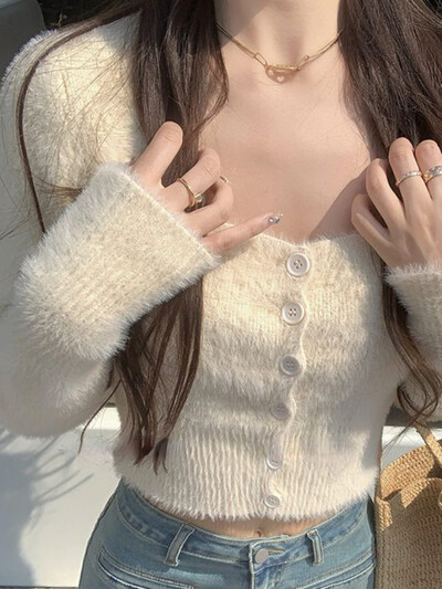 Pulovere Femei Sexy Slim De bază Confortabil Simplu Pur Casual Decupat All-match Stil coreean Moda Tender Toamna Pulover Fete fierbinți